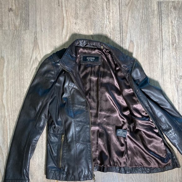 Guess Brown Leather Jacket - Picture 4 of 5